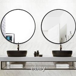 Black Round Wall Mirror Large Hanging Art Decoration Mirror fr Dressing Bathroom