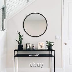 Black round Wall Mirror 27.5 Inch Large round Mirror, Rustic Accent Mirror for