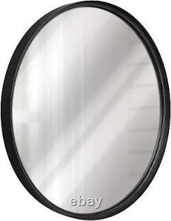 Black round Wall Mirror 27.5 Inch Large round Mirror, Rustic Accent Mirror for