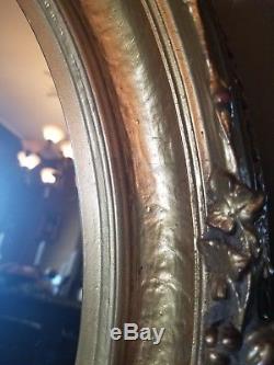 Bombay Antique Gold Gilt Oval Wall Mirror with large frame 29x25
