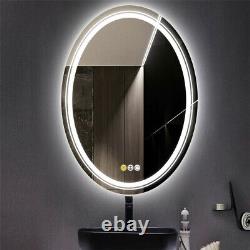 Bright LED Large Fogless Bathroom Vanity Mirror Oval Wall Lighted Makeup Mirror