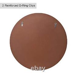 Chende 30'' Round Mirror with Wood Frame, Large Decorative Mirror for Wall