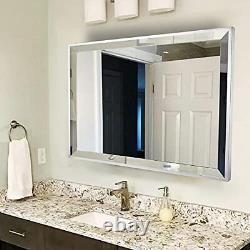 Chende Angled Wall Bathroom Mirror with 2 Big Beveled Edge 36X28 Large Wal