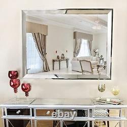 Chende Angled Wall Bathroom Mirror with 2 Big Beveled Edge 36X28 Large Wal