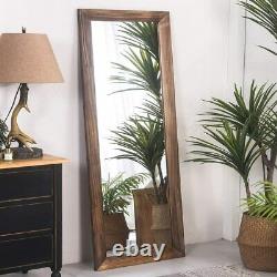 Chic 63 Full Length Mirror Rustic Wood Frame Floor Large Wall Mirror Brown/Gray