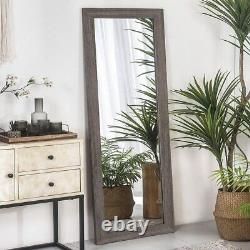 Chic 63 Full Length Mirror Rustic Wood Frame Floor Large Wall Mirror Brown/Gray