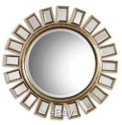 Chic Modern Silver Gold Sunburst Wall Mirror Large 34 Mantel Hall Entry Horchow