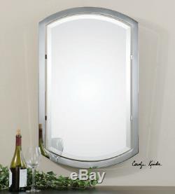 Chrome Bathroom Arched Metal Wall Mirror Large 37 Vanity
