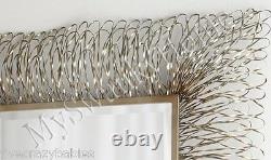 Contemporary 56 SILVER Frayed Shredded Metal Wall Mirror Modern Extra Large