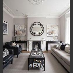 Contemporary Black Entwined Circles Round Wall Mirror Large 48 Modern Art Chic