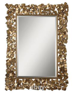 Contemporary Gold Metal Large Wall Mirror XL 54 Modern Unique Mantel Vanity