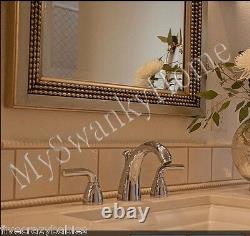 Contemporary Large SILVER LEAF Wall Mirror Vanity Mantle Beaded Modern Luxury
