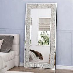 Crush Diamond Full Length Mirror Large Rectangular Mirrors for Wall Decor Silver