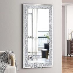Crystal Crush Diamond Wall Mirror 47×24 Large Silver Full Silver 47×24