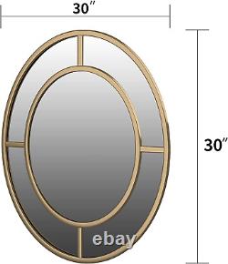 Decointo Gold round Decorative Large Wall Mirror 30, Metal Framed Wall Mounted M
