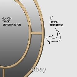 Decointo Gold round Decorative Large Wall Mirror 30, Metal Framed Wall Mounted M