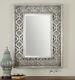 Decorative Antiqued Silver Leaf with Black Wall Mirror Large 40 Vanity