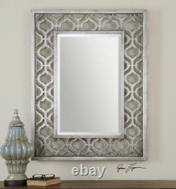 Decorative Antiqued Silver Leaf with Black Wall Mirror Large 40 Vanity