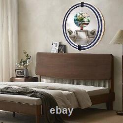 Decorative Wall Mount Round Large Wall Wooden Rope Mirror Rustical Rope Mirror