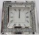 Diamond Crush Crystal Large Sparkly Silver Mirrored Square Wall Clock 50X50cm
