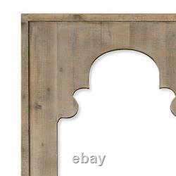 Dramatic Wood Arch Rectangle Wall Mirror 48 in Oversize Farmhouse Boards Large