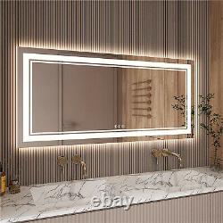 Dual Lightstrip Rectangle LED Bathroom Mirror Wall Anti-Fog Mirror Memory Touch