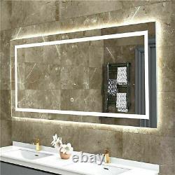 Dual Lightstrip Rectangle LED Bathroom Mirror Wall Anti-Fog Mirror Memory Touch