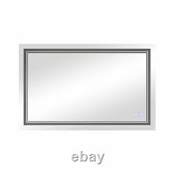 DunaWest Rectangular LED Wall Mirror with Metal Encasing, Large, Silver-ZN
