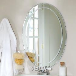 Elegant Glass Oval Wall Mirror Large Frameless Decorative Bathroom Home Decor
