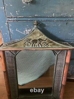 Elephant Vanity Mirror Large Rustic Cabin Farmhouse Country Cottage Wood 33x21.5
