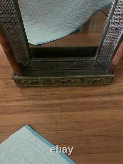 Elephant Vanity Mirror Large Rustic Cabin Farmhouse Country Cottage Wood 33x21.5