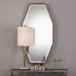 Espresso Gold Tall Octagon Wall Mirror 46 Extra Large Vanity Minimalist