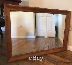 Ethan Allen Mid Century Style Large Rectangular Wood Hanging Wall Mirror