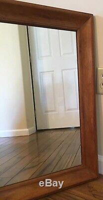 Ethan Allen Mid Century Style Large Rectangular Wood Hanging Wall Mirror