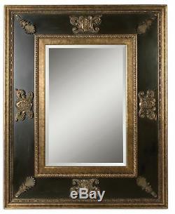 Extra Large 60 Ornate Black Gold Wall Mirror Oversize Dark Masculine Antique