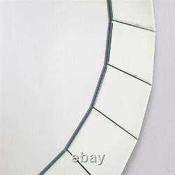 Extra Large Art Mirror Wall Hanging Round 32 In Glass Bevelled Living Room Decor