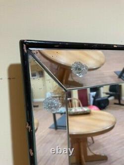 Extra Large Black Framed Wall or Standing Mirror with Etched Beveled Edge