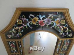 Extra Large Peruvian Wall Mirror Painted Glass 40-1/2 by 24