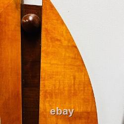 Extra Large Wall Mirror Vintage Art Deco Wood Frame 48 in Round Geometric Heavy