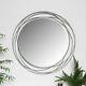 Extra large round silver wall mirror swirl ornate frame vintage chic living room