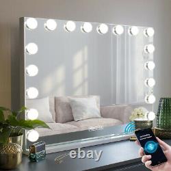 FENCHILIN Large Hollywood Makeup Vanity Mirror Bluetooth LED Lighted Wall Table