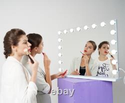 FENCHILIN Large Hollywood Makeup Vanity Mirror Bluetooth LED Lighted Wall Table
