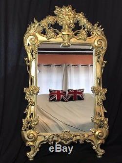 Fancy Large George II Style Gilt Gesso Pier Wall Hotel Mirror Rococo Acanthus
