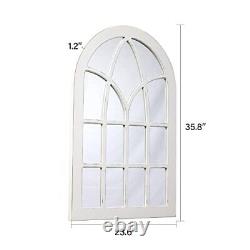 Farmhouse Large Arched Window Pane Mirror Wall Decor 36 x 24 White (Arch)