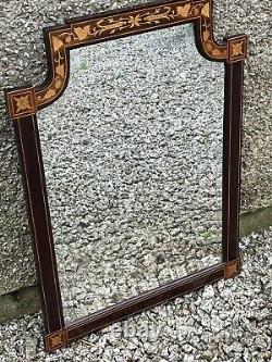 Fine Large Edwardian Bevelled Wall Mirror With An Inlaid Mahogany Frame. 30