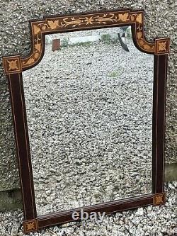 Fine Large Edwardian Bevelled Wall Mirror With An Inlaid Mahogany Frame. 30