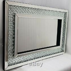Floating Crystal Large Sparkly Silver Wall Mirror 60X90cm