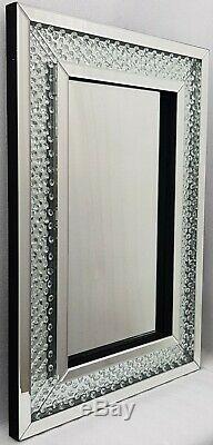 Floating Crystal Large Sparkly Silver Wall Mirror 60X90cm