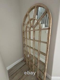 Floor Full Length Mirror, Arched-Top, Large Window Pane Mirror, Wall Mount