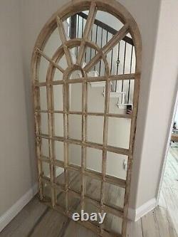 Floor Full Length Mirror, Arched-Top, Large Window Pane Mirror, Wall Mount